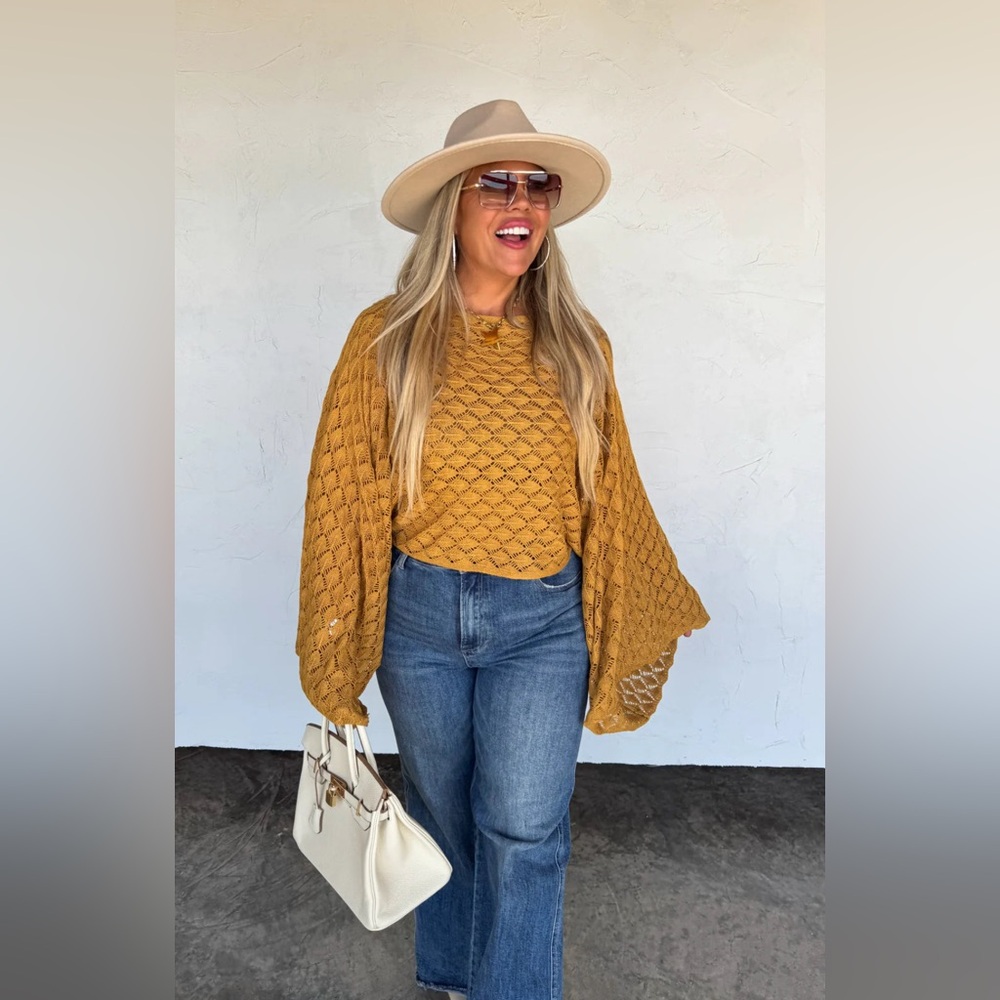 Blakeley Free Spirit Bell Sleeve Top in Mustard